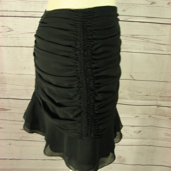 Black Ruched Ruffle Edged Skirt Sz 8 - Picture 3 of 15